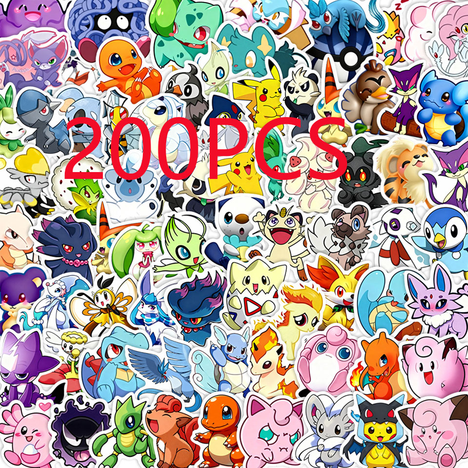Phone Accessories Toys - 100/200pcs Pokemon Anime Stickers Pikachu Kawaii