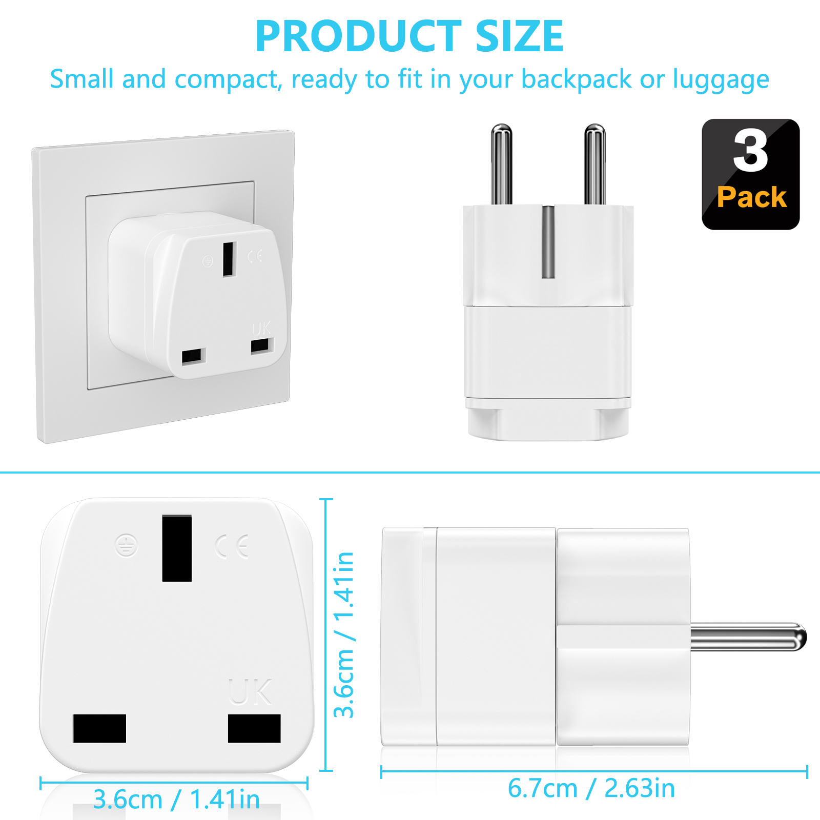 3PCS UK to EU Plug Adapter Eur – Phone Accessories Uk recenzja i cena