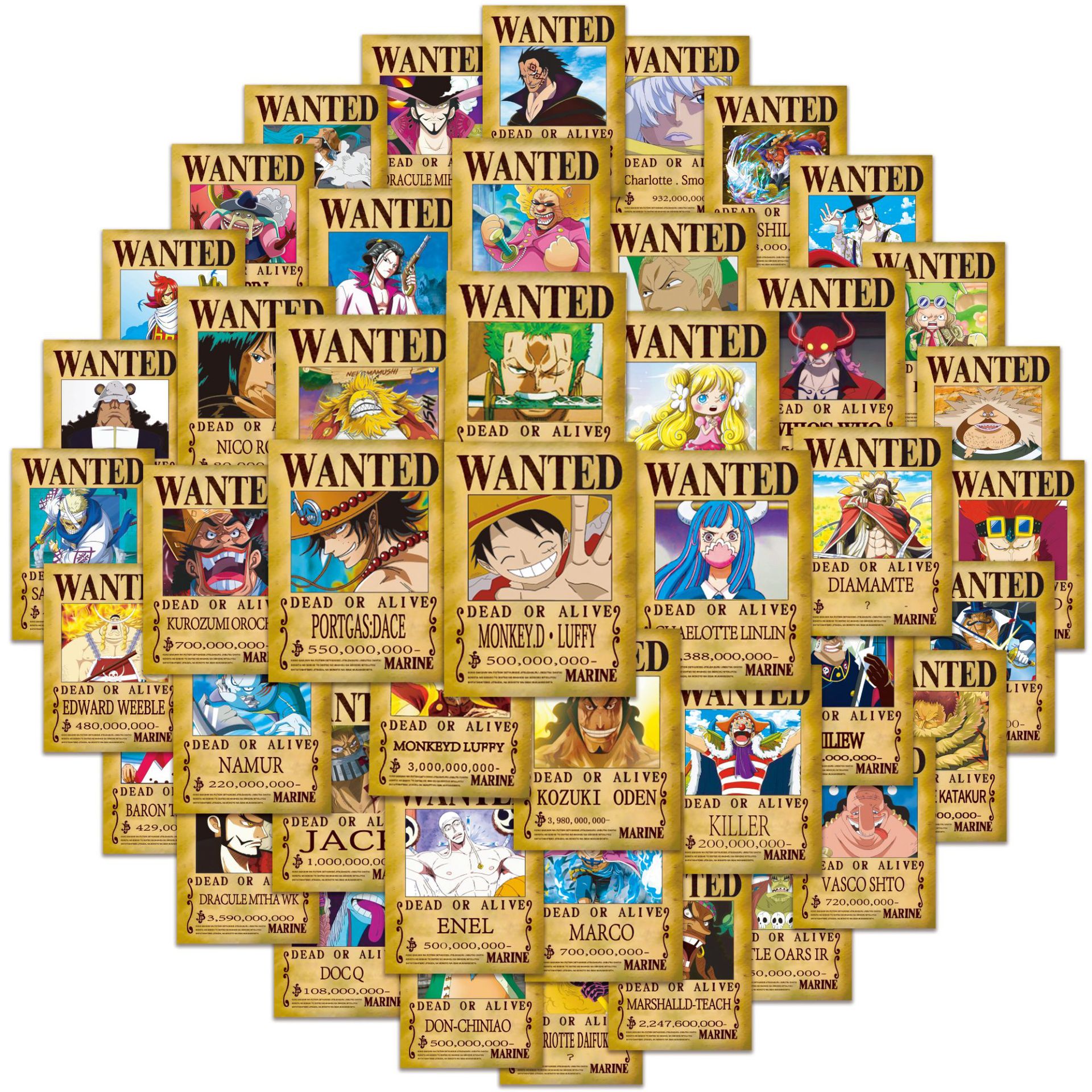 50pcs Anime ONE PIECE Wanted P – Phone Accessories Poster recenzja i cena